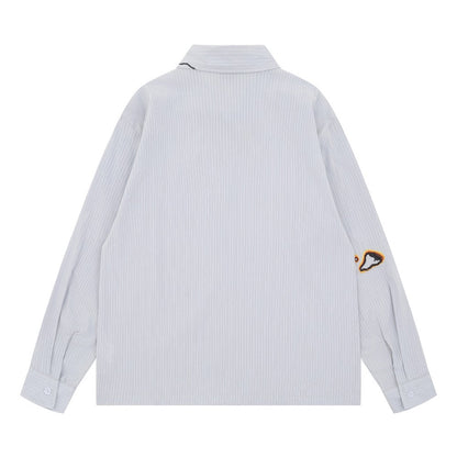 Creative Burn Pattern Striped Shirt - Thrashink