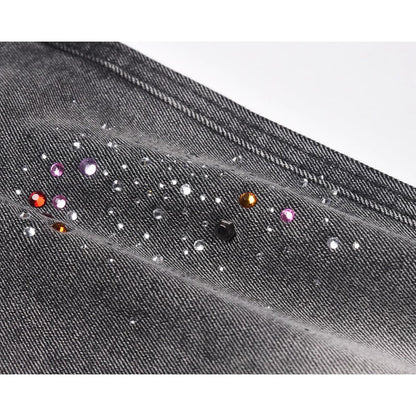 Cross Colored Rhinestone Denim Shorts - Thrashink