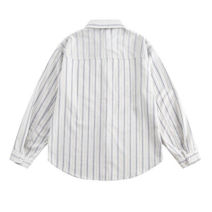 Cute Patterned Text Embroidered Striped Shirt - Thrashink
