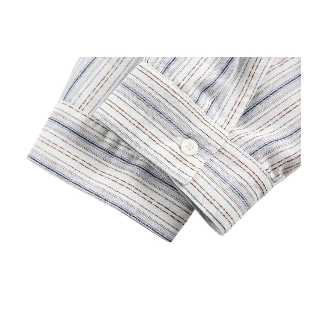 Cute Patterned Text Embroidered Striped Shirt - Thrashink