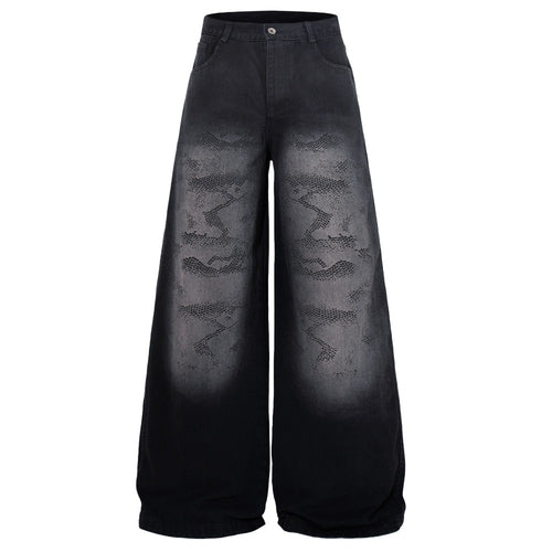 Distressed Snake Print Baggy Jeans