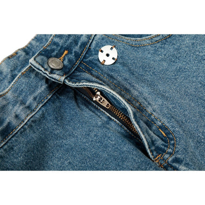 Asymmetric Waist Vintage Wide-Leg Denim Jeans