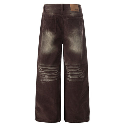 Retro Faded Washed Corduroy Wide Leg Pants