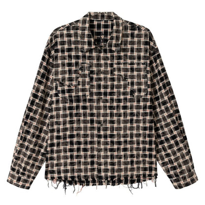 Black and White Distressed Frayed Shirt