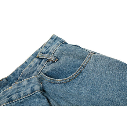 Asymmetric Waist Vintage Wide-Leg Denim Jeans