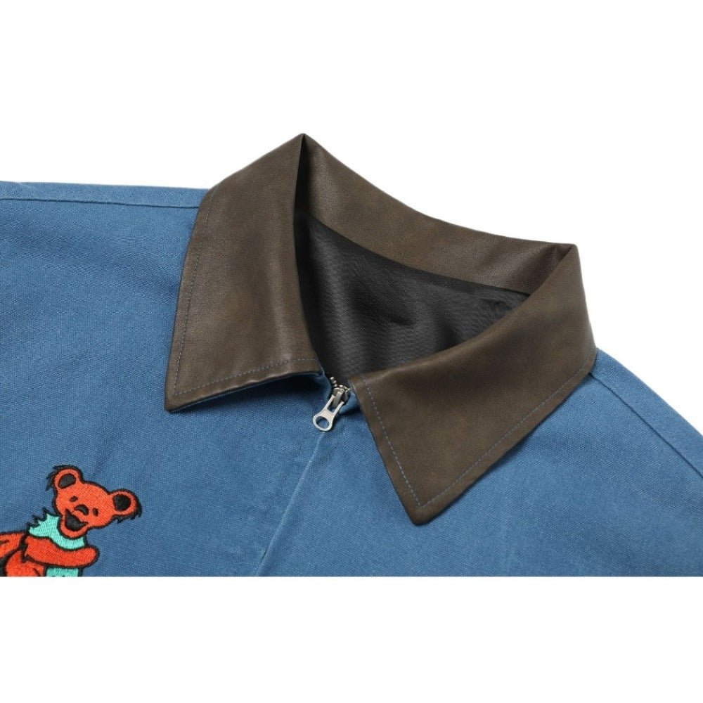 Dancing Bear Embroidered Work Jacket - Thrashink