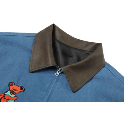 Dancing Bear Embroidered Work Jacket - Thrashink