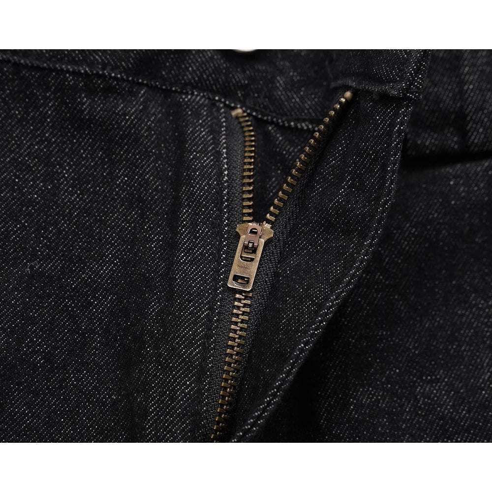 Dark Black Retro Distressed Jeans - Thrashink