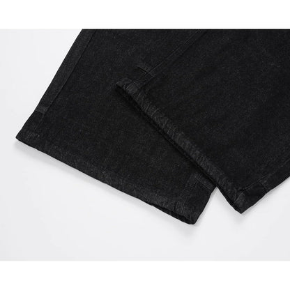 Dark Black Retro Distressed Jeans - Thrashink