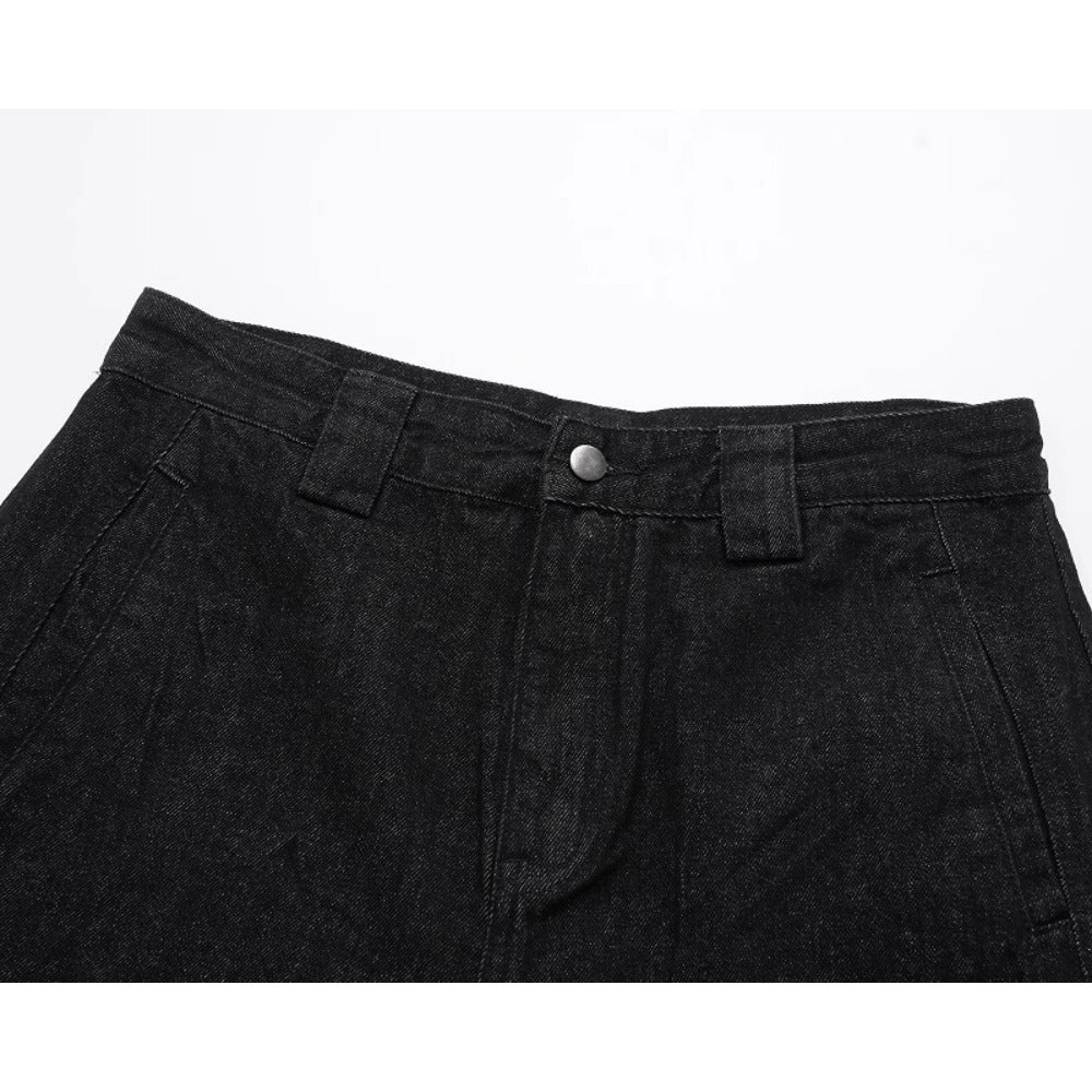 Dark Black Retro Distressed Jeans - Thrashink