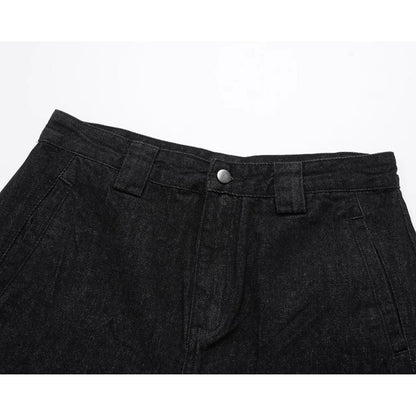 Dark Black Retro Distressed Jeans - Thrashink