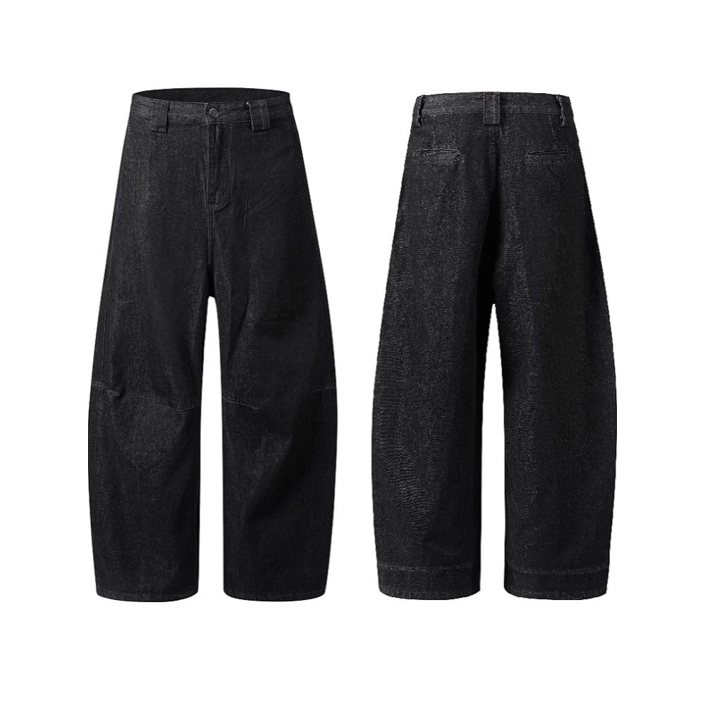 Dark Black Retro Distressed Jeans - Thrashink