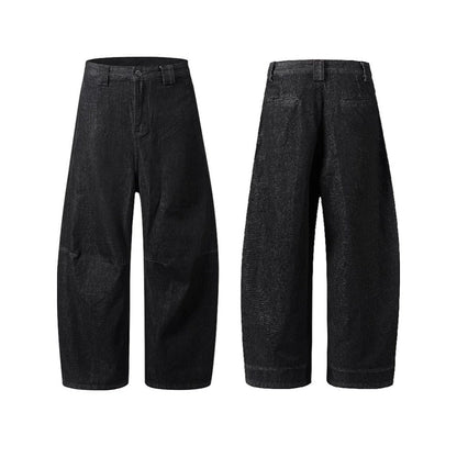 Dark Black Retro Distressed Jeans - Thrashink