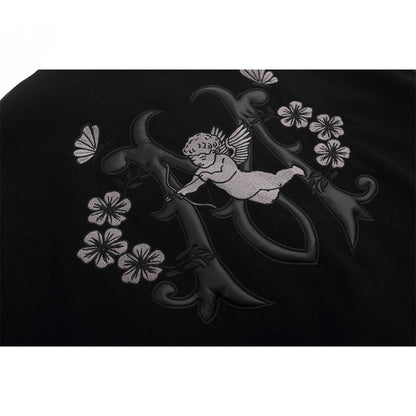 Dark Cupid Embroidered Varsity Jacket - Thrashink