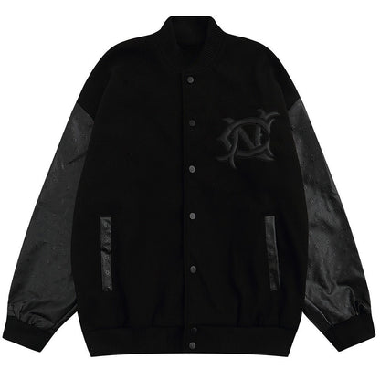 Dark Cupid Embroidered Varsity Jacket - Thrashink