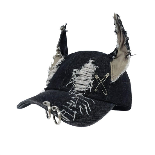Dark Devil Ear Denim Hat - Thrashink
