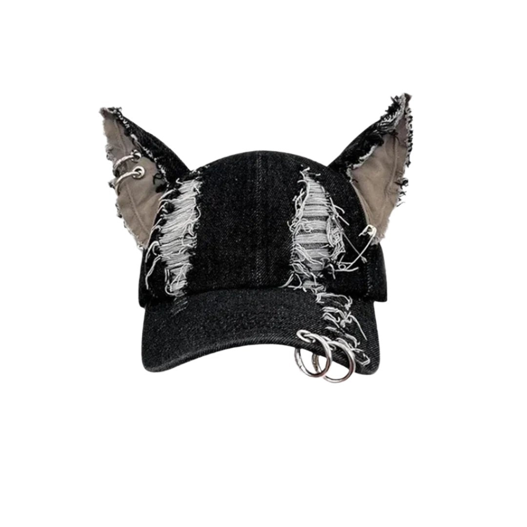 Dark Devil Ear Denim Hat - Thrashink
