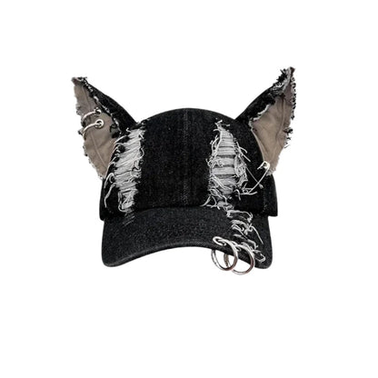 Dark Devil Ear Denim Hat - Thrashink