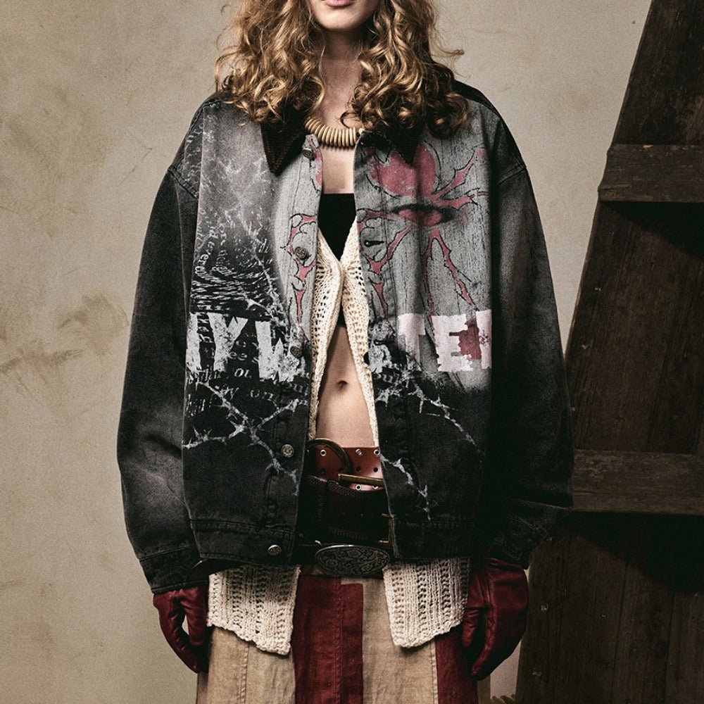 Dark Graffiti Patchwork Jacket - Thrashink