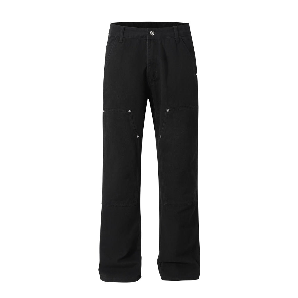 Dark Vintage Knee Logging Jeans - Thrashink