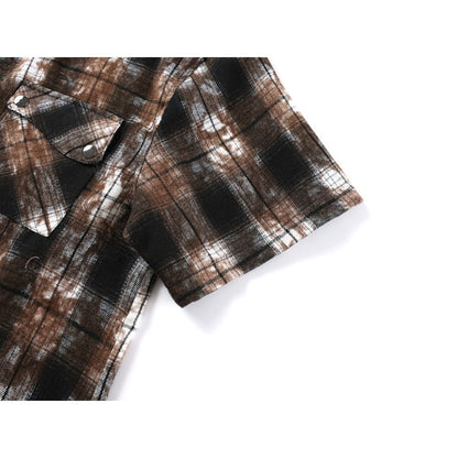 Tie-Dye Plaid Short-Sleeve Shirt
