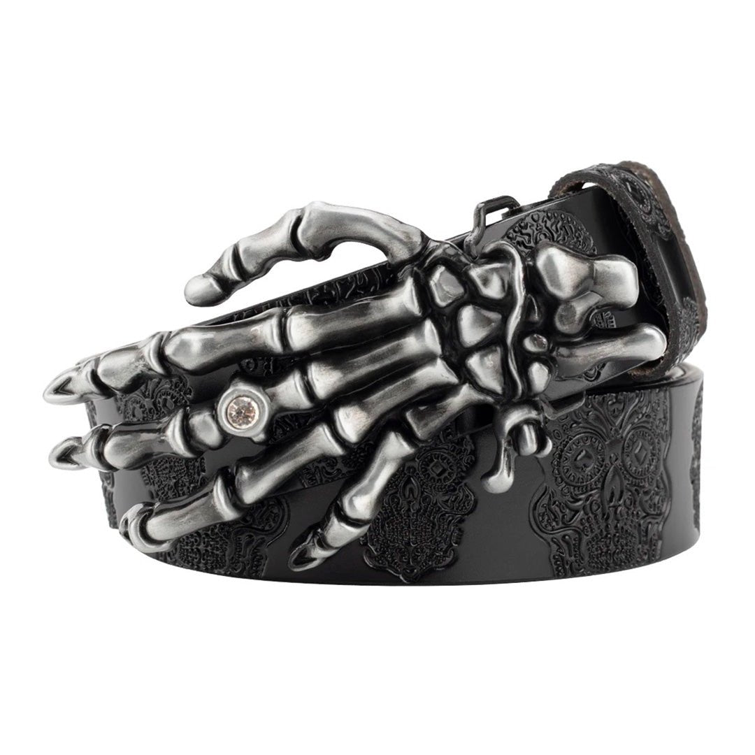 Demon Hand Bones Leather Belt - Thrashink