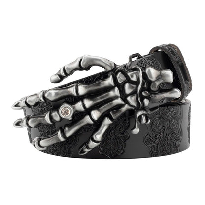 Demon Hand Bones Leather Belt - Thrashink