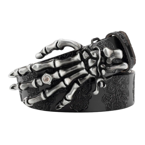Demon Hand Bones Leather Belt - Thrashink
