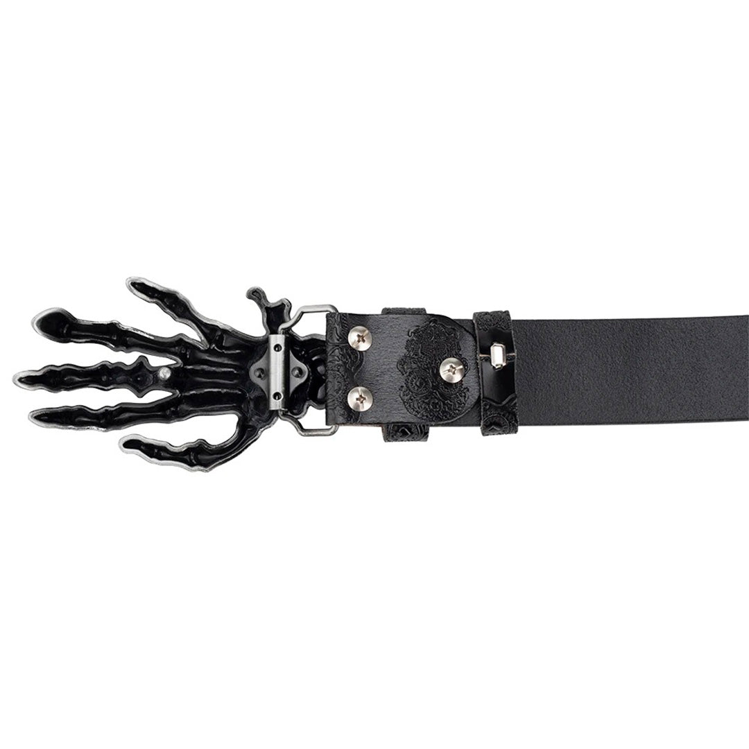 Demon Hand Bones Leather Belt - Thrashink