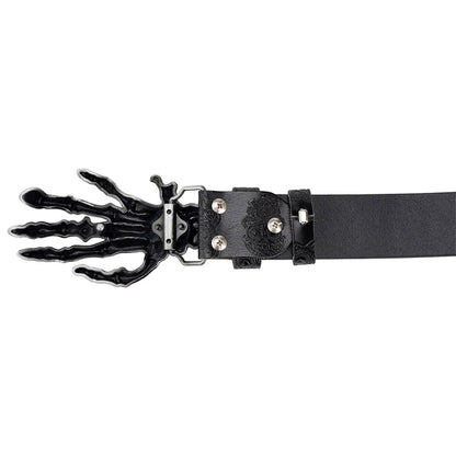 Demon Hand Bones Leather Belt - Thrashink