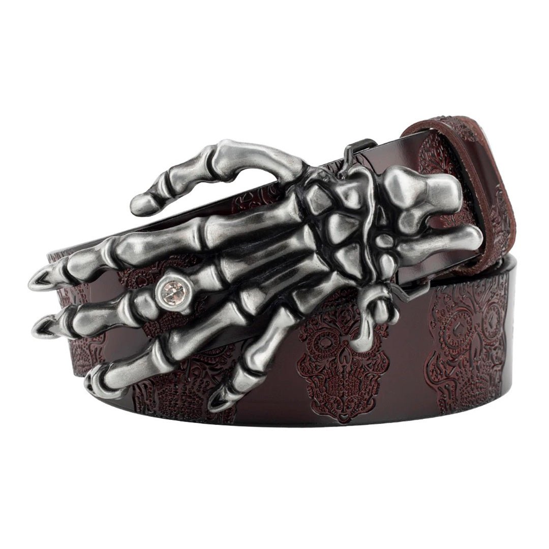 Demon Hand Bones Leather Belt - Thrashink
