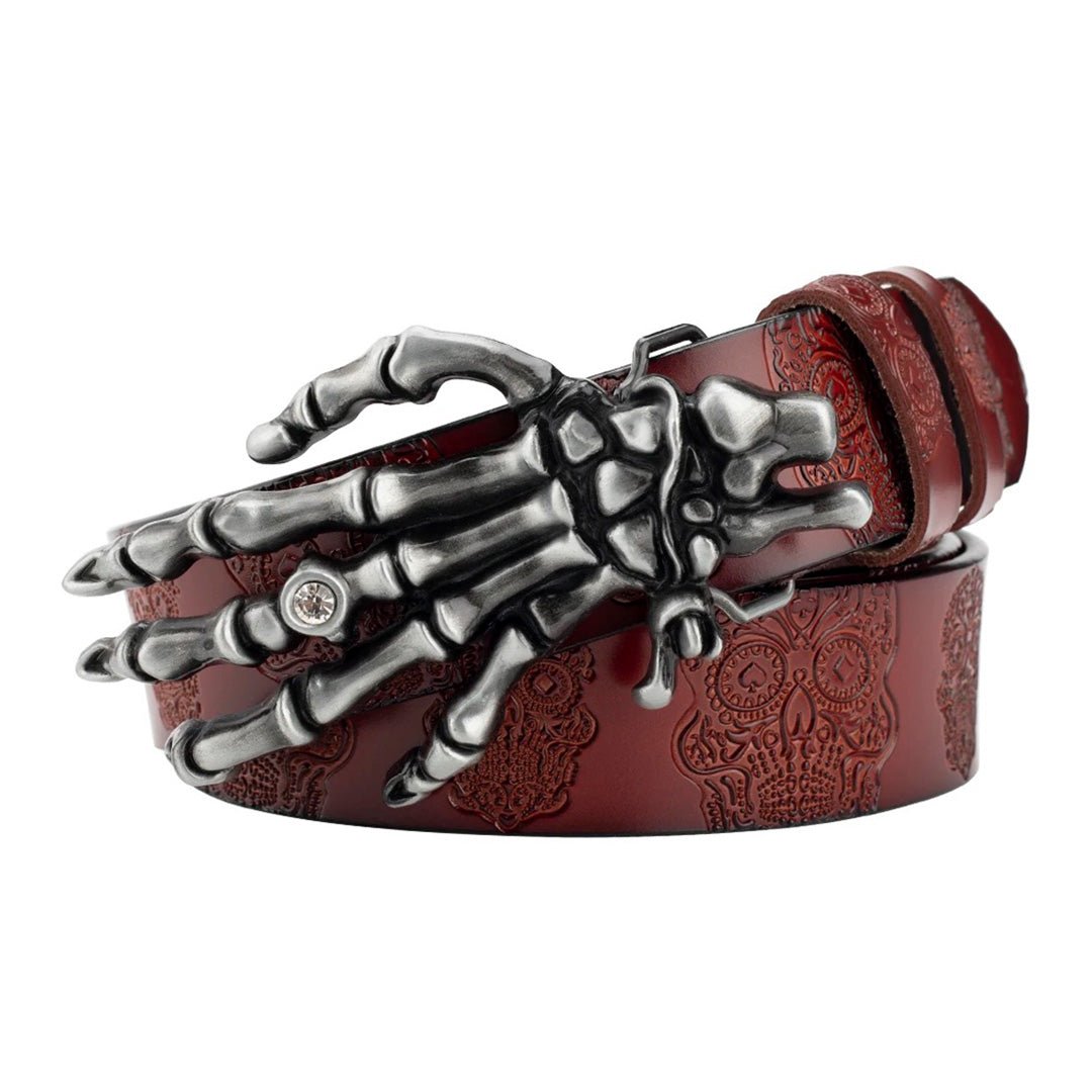 Demon Hand Bones Leather Belt - Thrashink