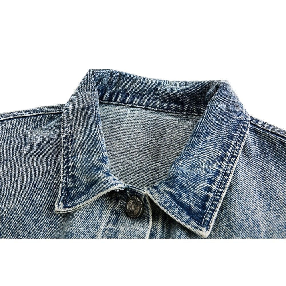 Denim Plaid Patchwork Fringed Jacket - Thrashink