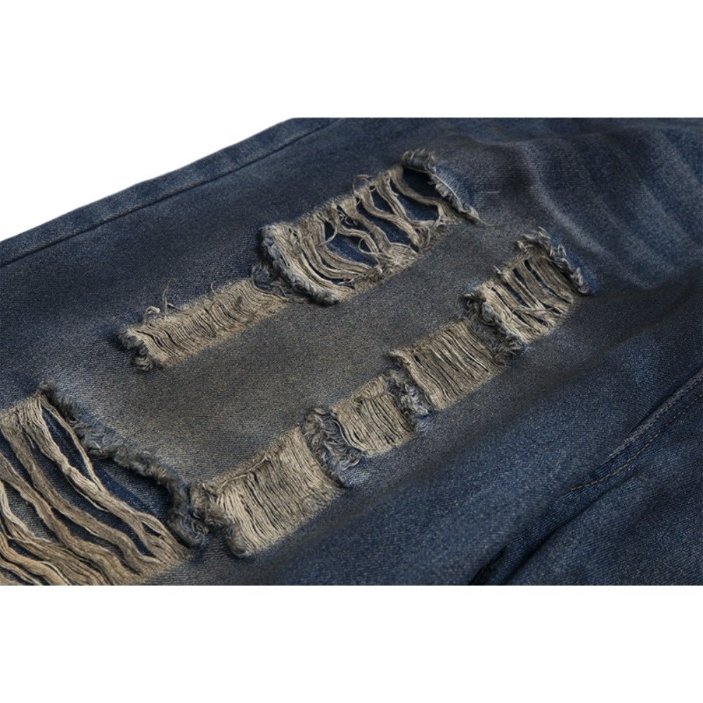 Destroyed Distressed Baggy Wide - Leg Jeans - Thrashink