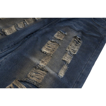Destroyed Distressed Baggy Wide - Leg Jeans - Thrashink