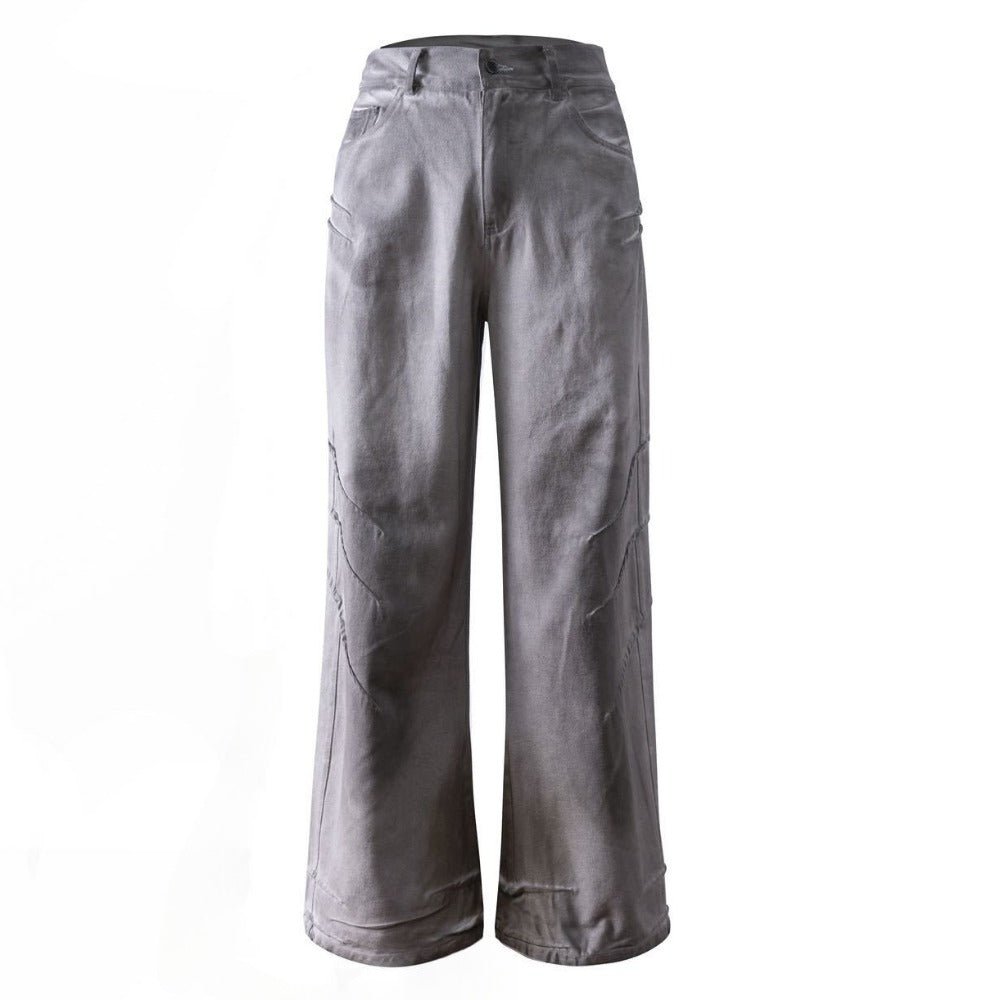 Dirty Wash Pleated Jeans - Thrashink