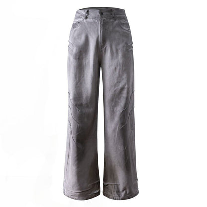 Dirty Wash Pleated Jeans - Thrashink