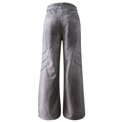 Dirty Wash Pleated Jeans - Thrashink