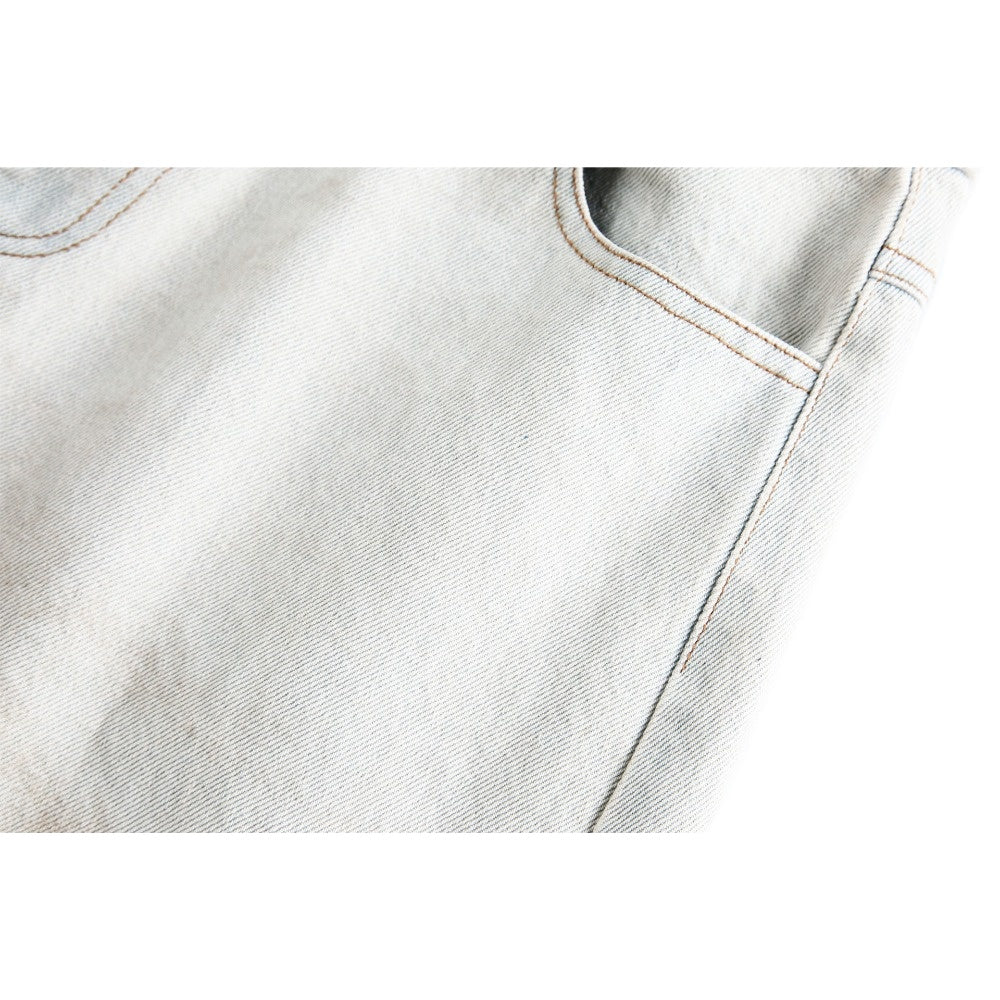 Distressed Faded Plush Waistband Patchwork Jeans - Thrashink