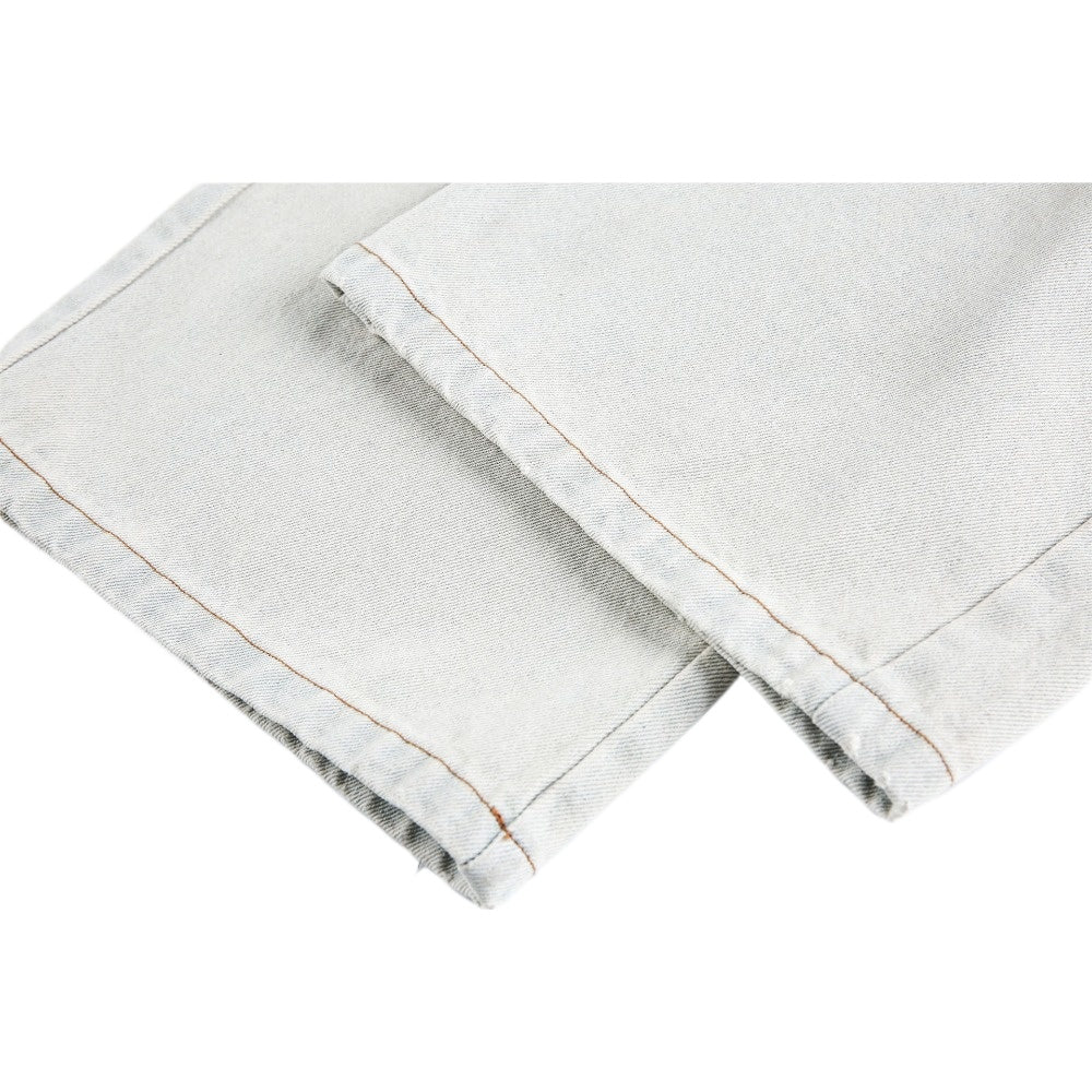 Distressed Faded Plush Waistband Patchwork Jeans - Thrashink