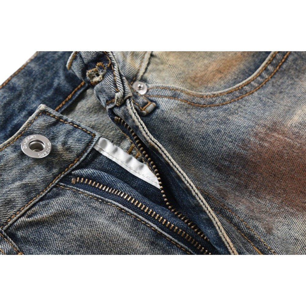 Distressed Mud Wash Baggy Jeans - Thrashink