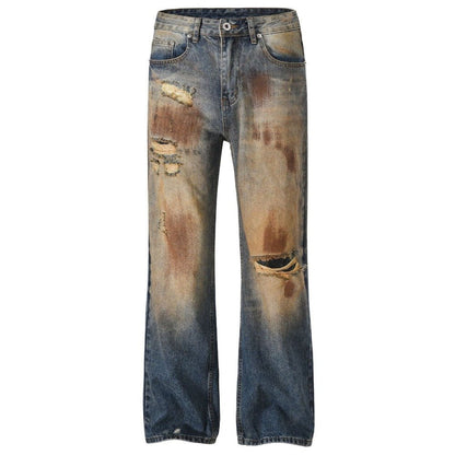Distressed Mud Wash Baggy Jeans - Thrashink