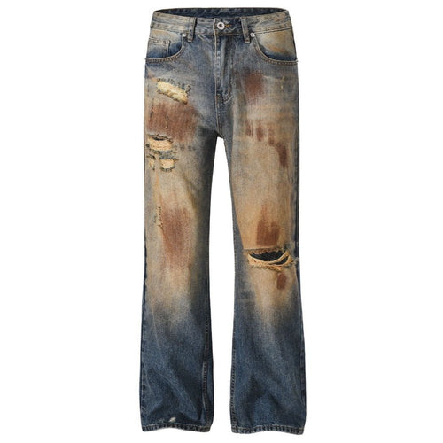Distressed Mud Wash Baggy Jeans - Thrashink