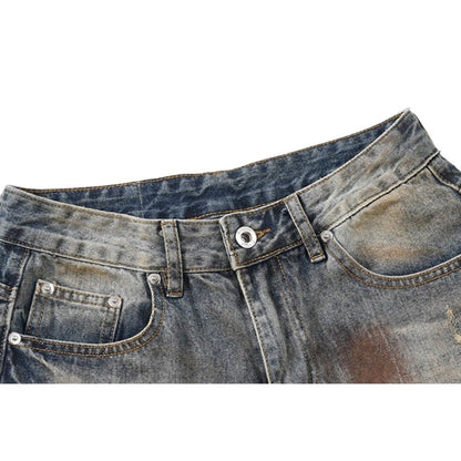 Distressed Mud Wash Baggy Jeans - Thrashink