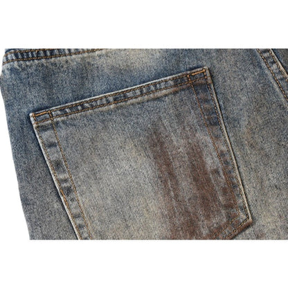 Distressed Mud Wash Baggy Jeans - Thrashink