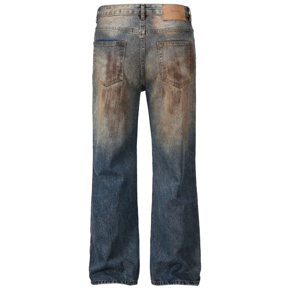 Distressed Mud Wash Baggy Jeans - Thrashink