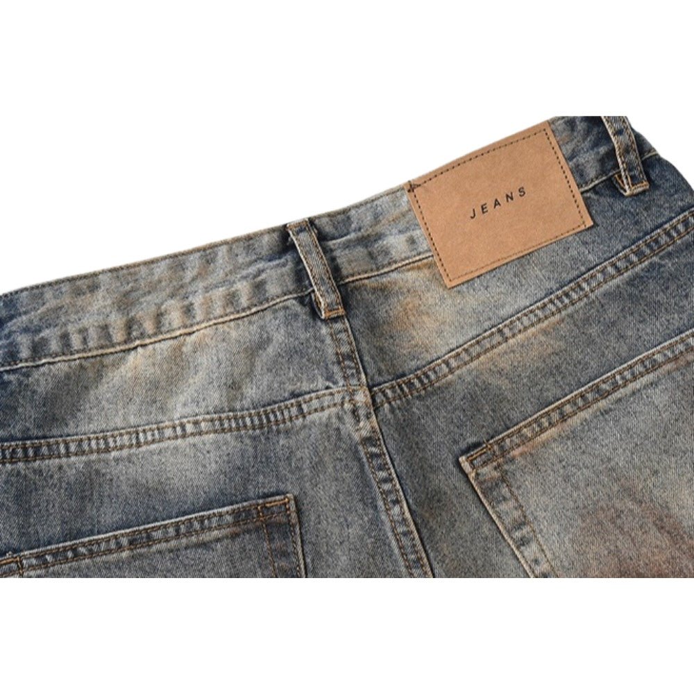 Distressed Mud Wash Baggy Jeans - Thrashink