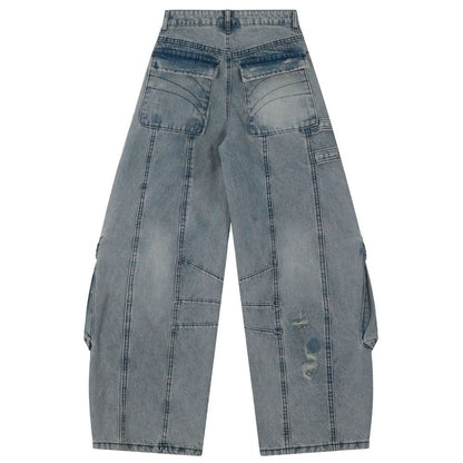 Distressed Multi - Pocket Utility Cargo Pants - Thrashink