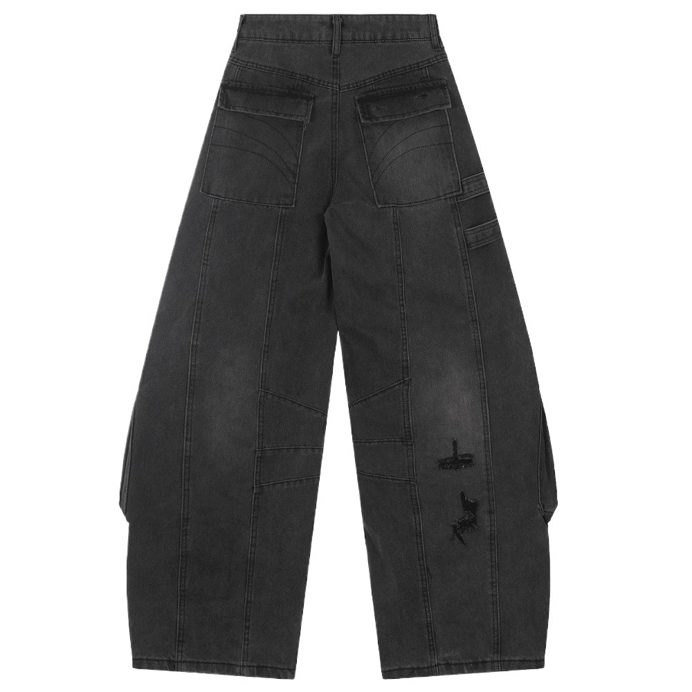 Distressed Multi - Pocket Utility Cargo Pants - Thrashink