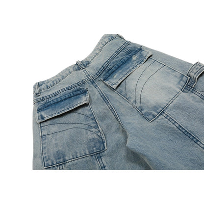 Distressed Multi - Pocket Utility Cargo Pants - Thrashink